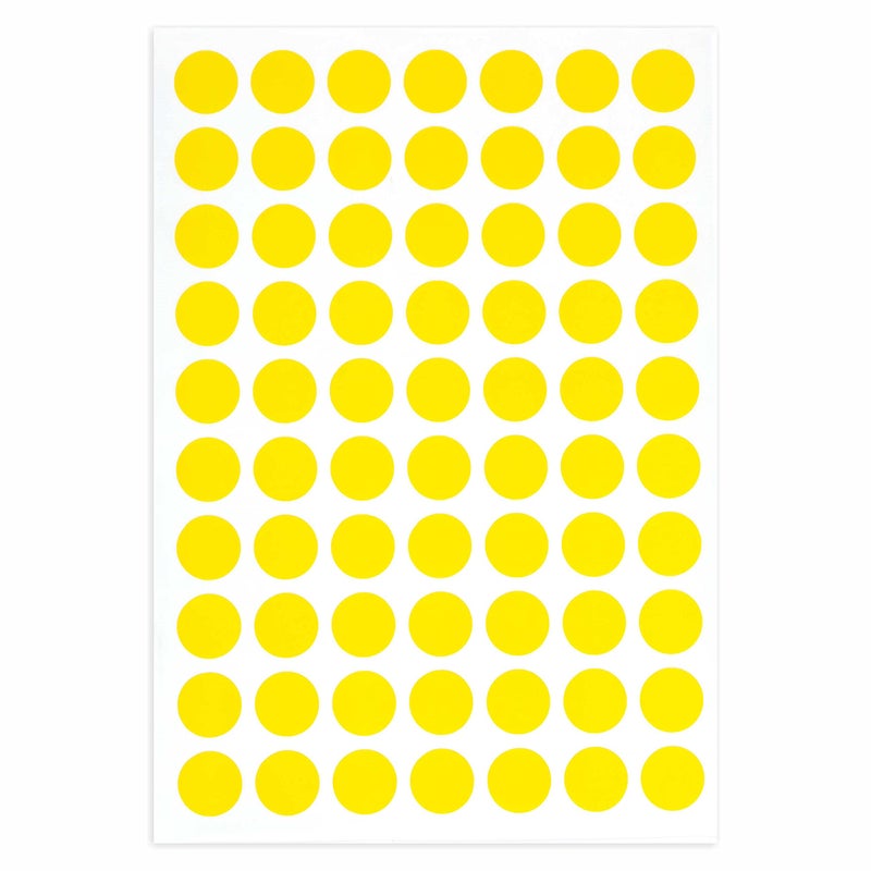 PARLAIM 1050 3/4"" Round Color Coding Circle Dot Labels Sticker  15 Sheets  0.75 inch Yellow Sticker - Image 1